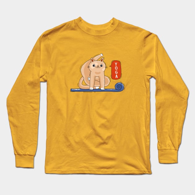 Cat and yoga Long Sleeve T-Shirt by My Happy-Design